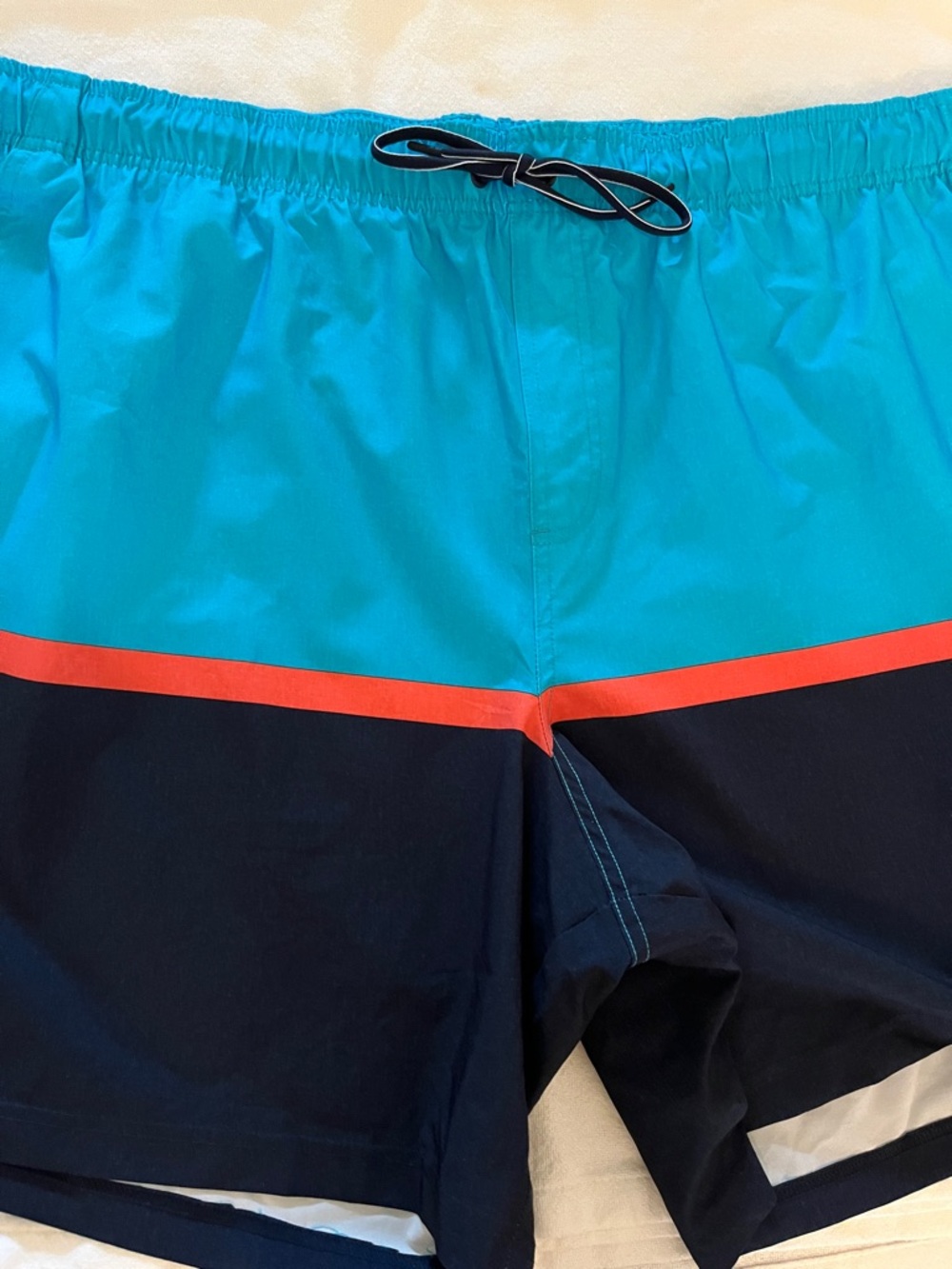 George Teal & Navy Swim Trunks with Red Stripe mens size 3XL polyester spandex